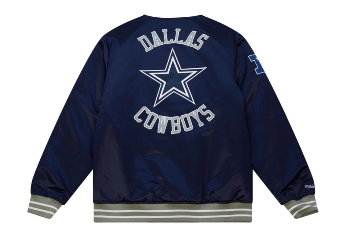Mitchell Ness Dallas Cowboys Heavyweight Satin Navy Jacket Small