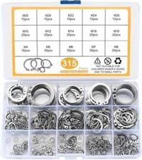 315pc SNAP RING ASSORTMENT SET EXTERNAL C CLIPS CIRCLIP RETAINING SNAP HOOK RING