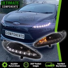 Ford Fiesta Mk7 2008-2013 Projector Headlights Lamps With LED DRL Black R8 Look