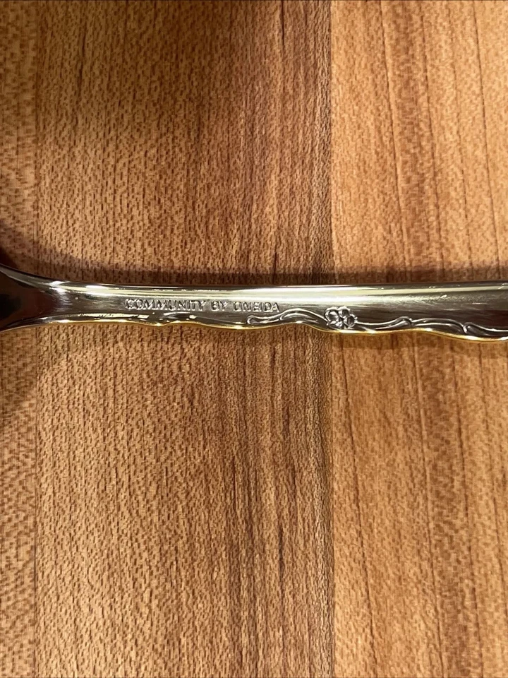 Oneida Community GOLDEN BELLE ROSE Stainless Gold Silverware 6 Piece Serving Set Foto 3 de 3