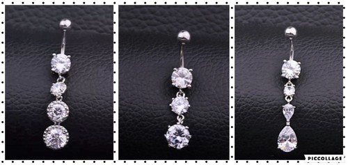 piercing ombelico pancia pendenti gemme colori acciaio chirurgico 1.6mm brillant - Foto 9 di 34