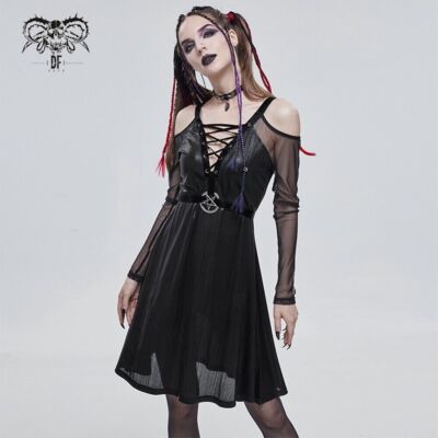 Devil Fashion Gothic V-neck Strapless Dress Party Sexy Punk Perspective  Dresses | eBay