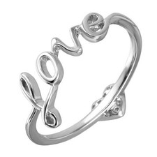 925 STERLING SILVER LADIES LOVE WITH HEART RING W/ ACCENTS/SZ 5 TO 9