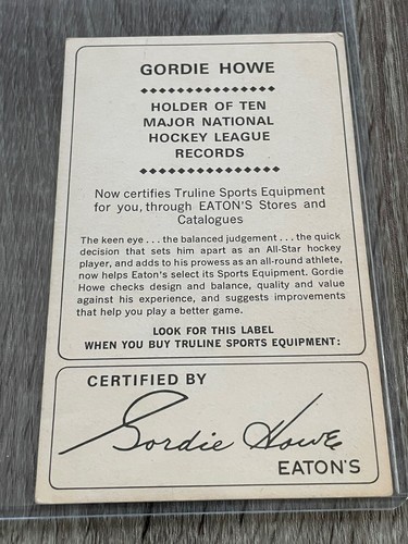 🔥 Gordie Howe • Eaton's Sports Equipment • Auto Autograph Signed Card • - Picture 3 of 5