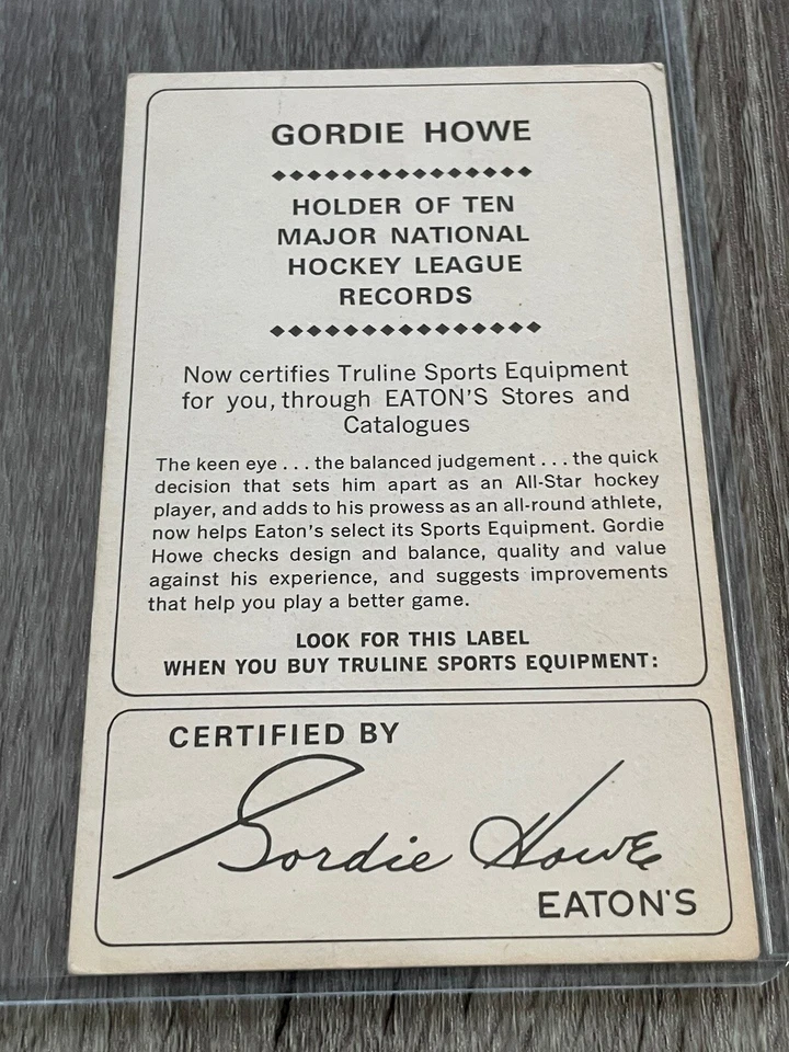🔥 Gordie Howe • Eaton's Sports Equipment • Auto Autograph Signed Card • - Image 3 of 4