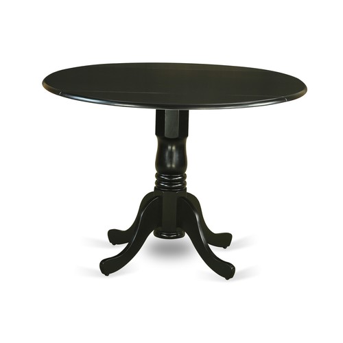 Kitchen Table Set-Dining Table And 2 Kitchen Chairs Black Round 3 Leather Seat - Picture 2 of 5