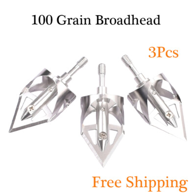 Archery 100 Grain Broadheads 3-Fixed Blades Stainless Steel for Hunting Shooting