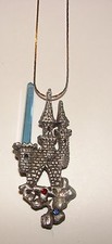 NEW PEWTER CRYSTAL CASTLE PENDANT and 18 chain