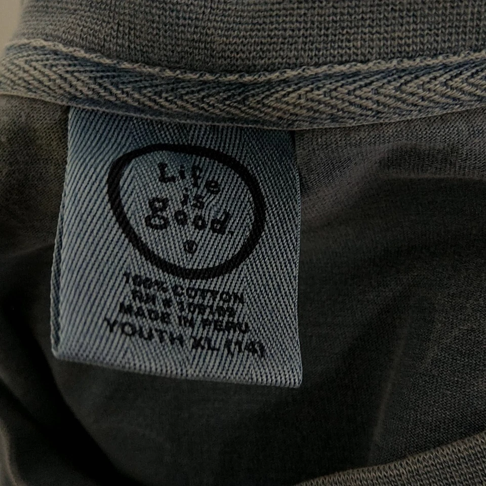 Life is Good Youth Talla XL 14 Camiseta Azul Música Auriculares Gráfico Corto Slv Crew Foto 3 de 3