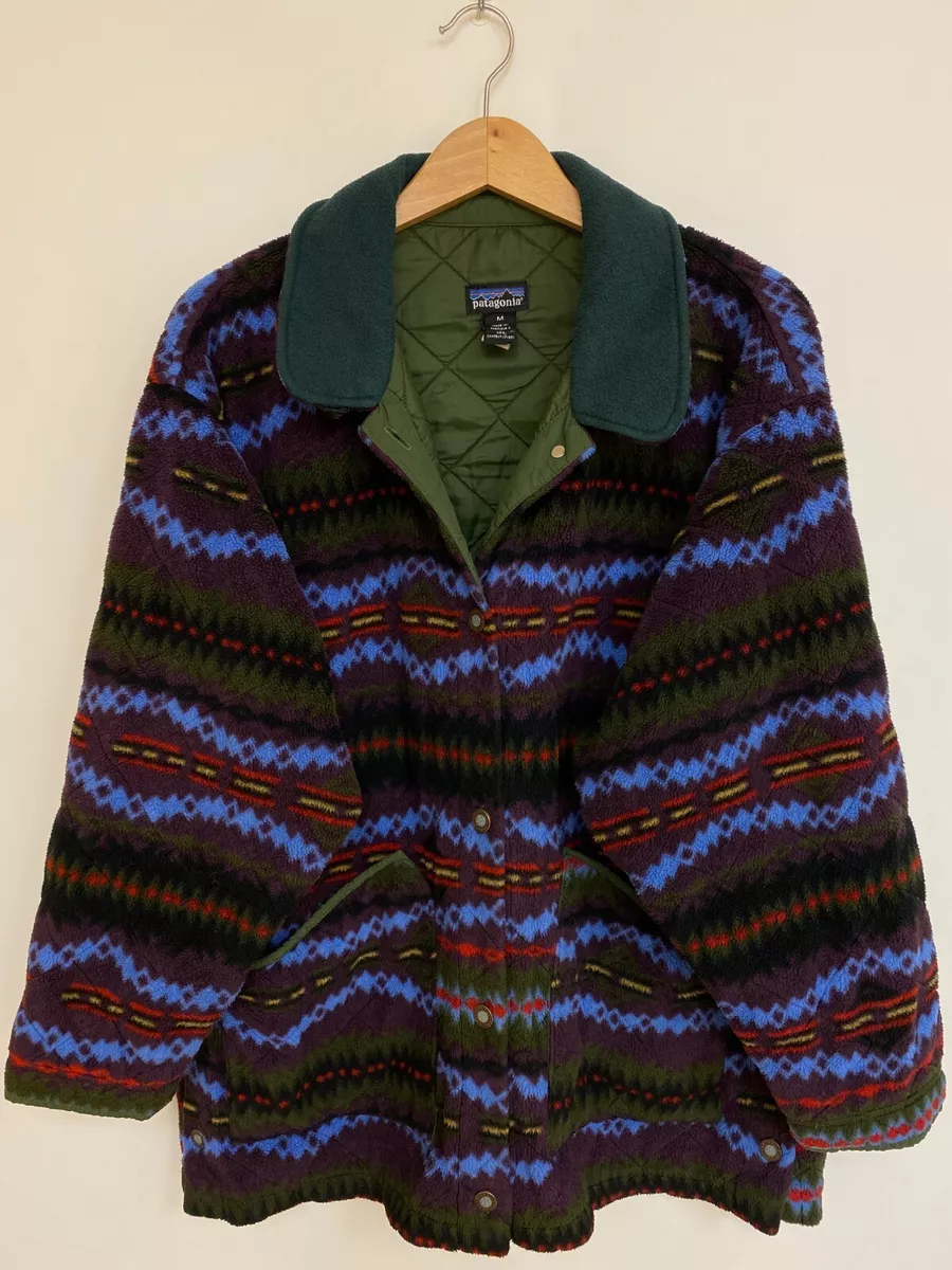 PATAGONIA VTG 1994 Synchilla Chore Coat Sacajawea Aztec Quilted Tribal USA M