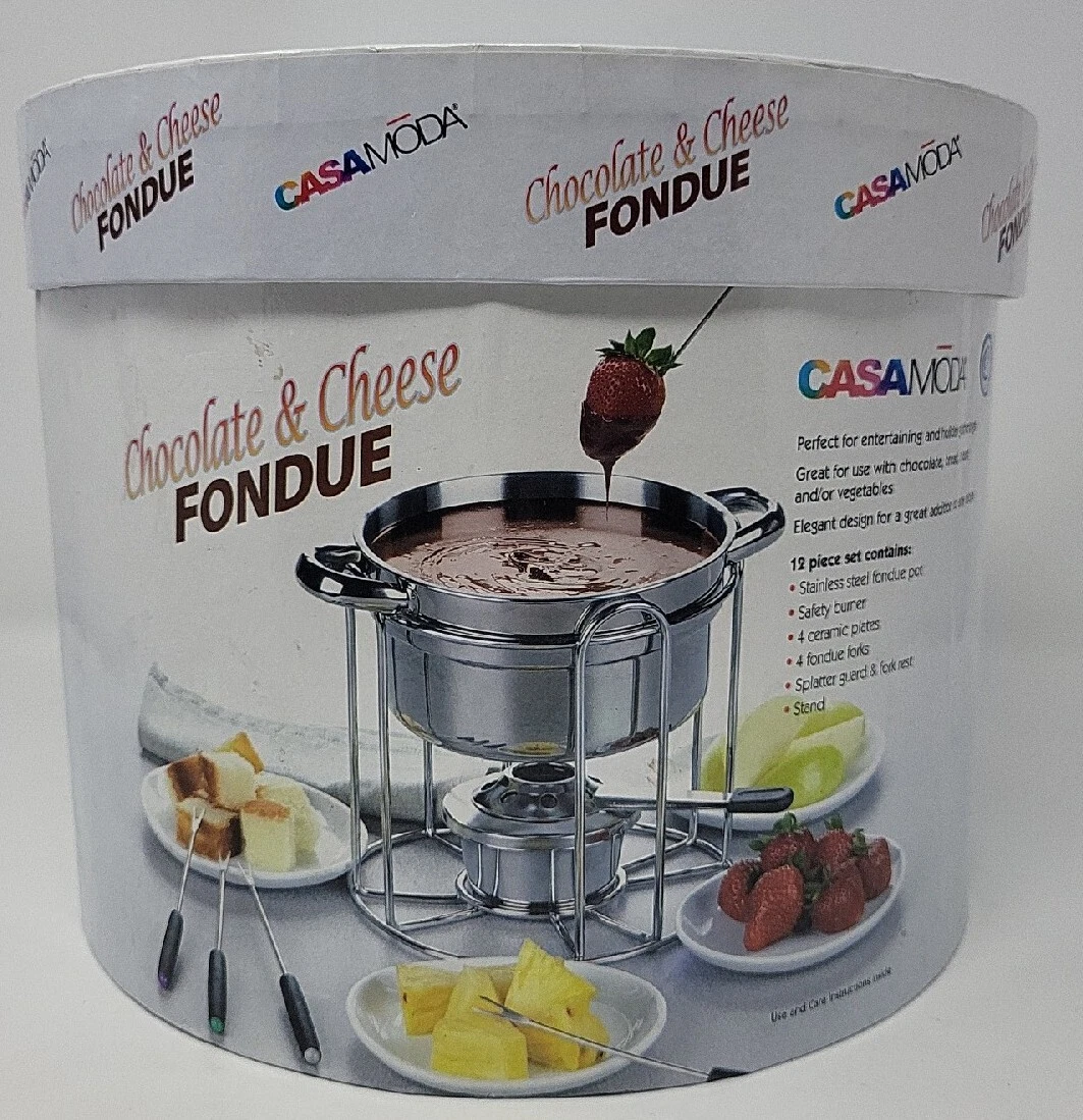 Casa Moda Buffet Fondue Set Chocolate and Cheese Stainless Steel Set New
