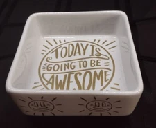 Primitives by Kathy "Today Is Going To Be Awesome" 4" Square Trinket Tray White