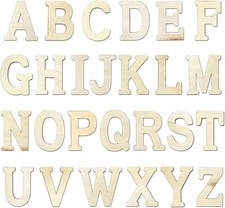4 Inch 94 Pieces Wooden Letters Unfinished Wood Alphabet Letters for Crafts w...