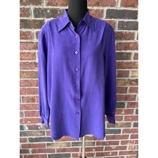NWT vintage 80s silk shirt - Preston & York - button up - shoulder pads - size M