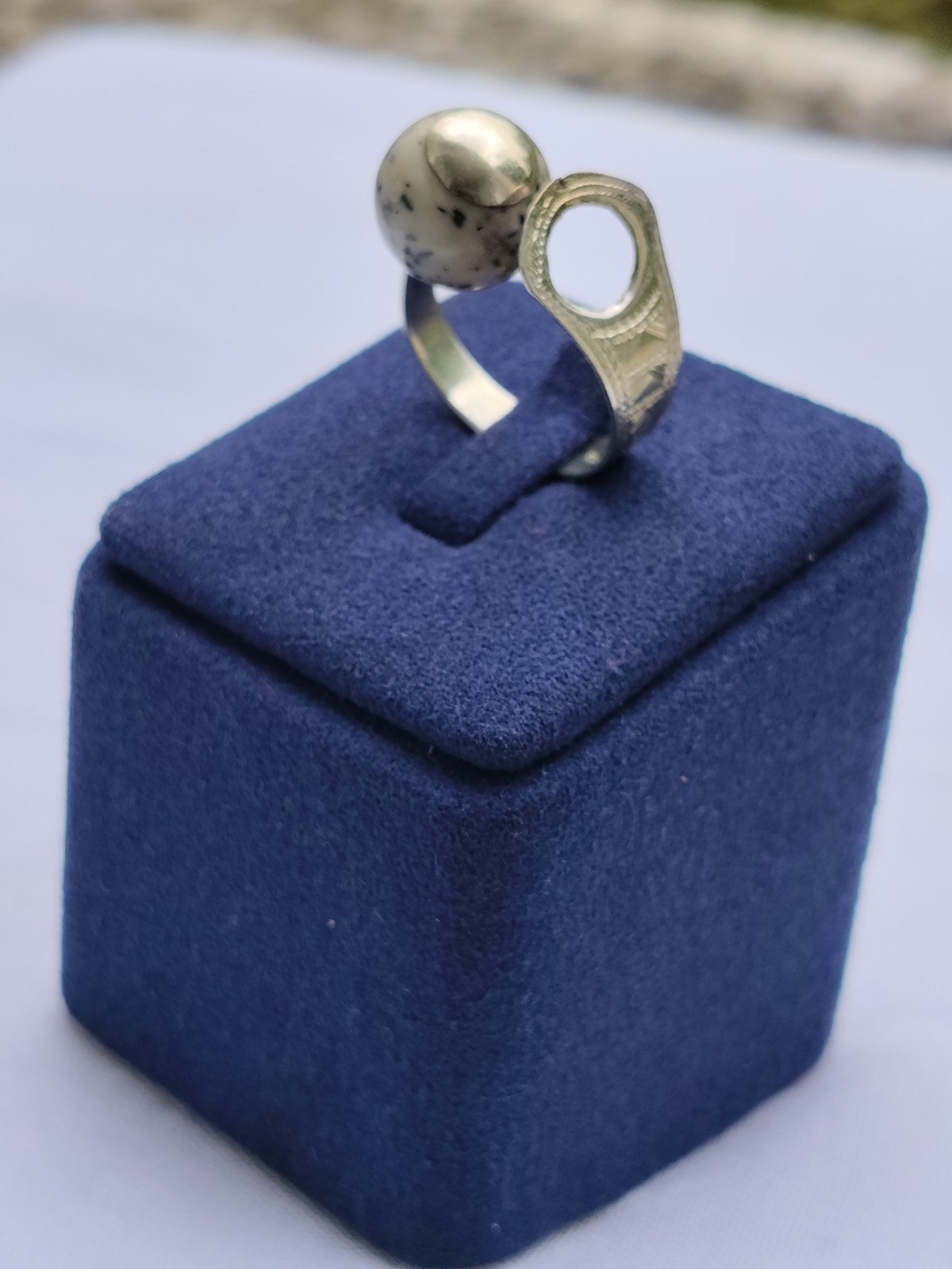 Jaspe Afrique bague chevalière argent 925 - Bijou ethnique homme femme taille 57 58 59