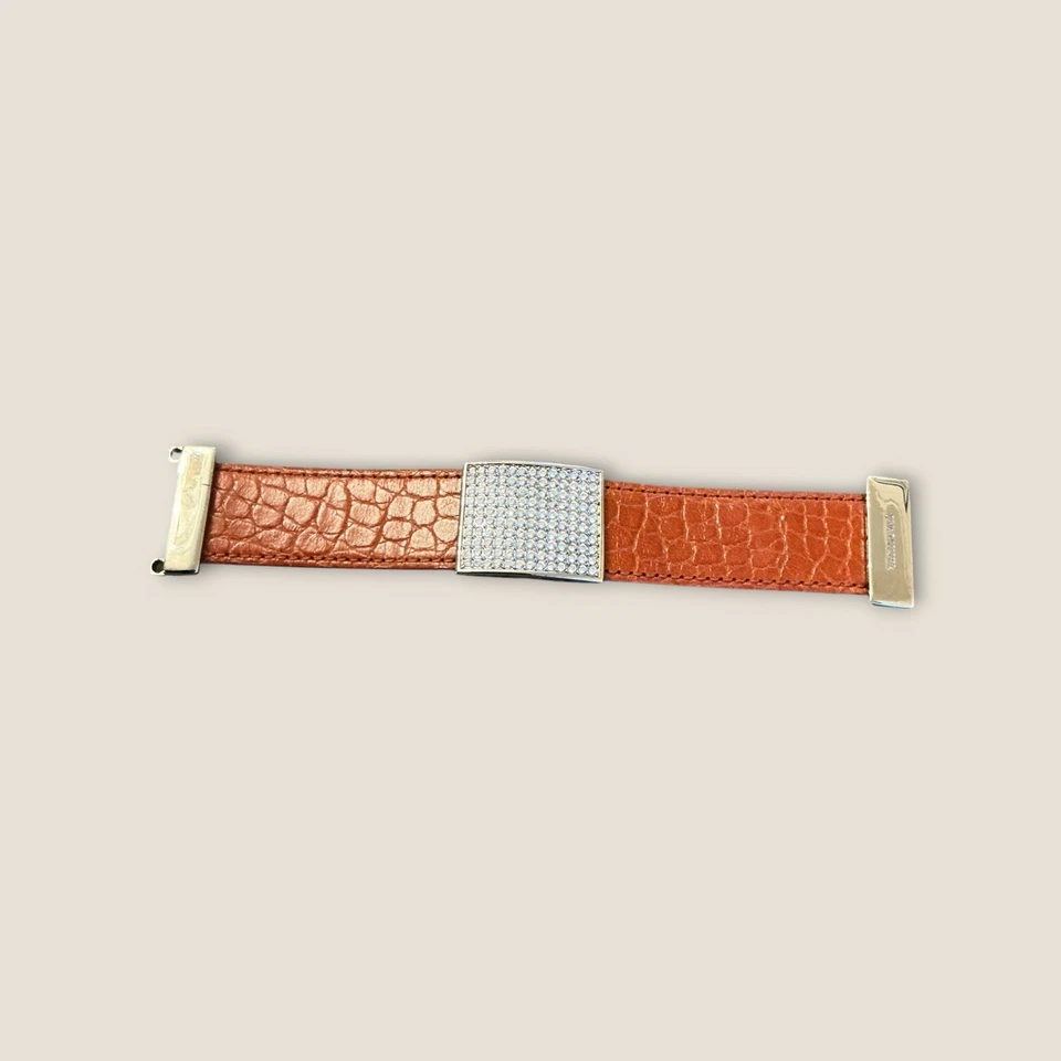 Swarovski Leather & Crystal Pave Bracelet With Magnetic Closure 7” - Image 4 of 4