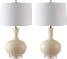 Modern Cream  Clear Table Lamp Set of 2 with LED Bulbs for Home Office