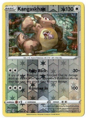 Pokemon - Kangaskhan 133/189 - Reverse Holo Rare - Darkness Ablaze - NM/M