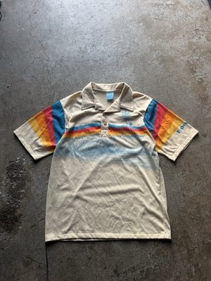 Ocean Pacific 80s Vintage Print Button-Up Surf Beach Shirt Rainbow