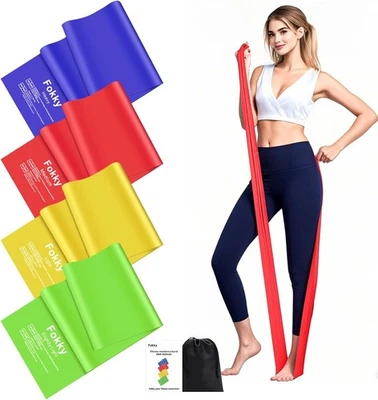Fokky Fitnessbänder 4er-Set, Resistance Bands 2M Fitnessband, Gymnastikband mit