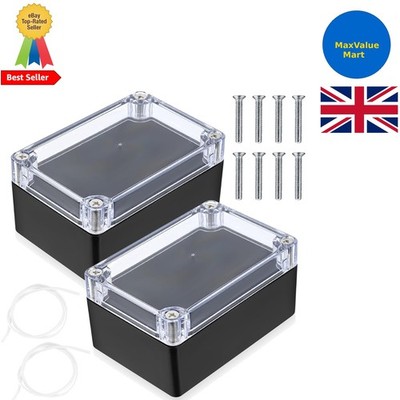 2 Stück Transparent Schwarz Wasserdicht Anschlussdosen für Elektronik - 100x68x50mm