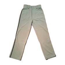 Rawlings Youth Baseball Pants Medium White, Semi-Relaxed Fit, Snap Zip, Gray