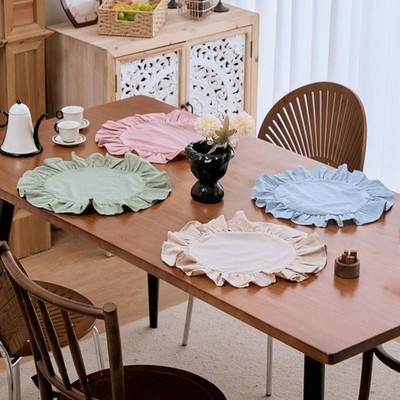 4 Stück 15 Zoll Überbackene Tischsets Runde Form Polyester Baumwolle Tischwäsche