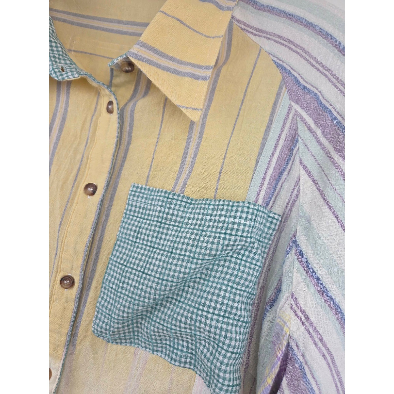 Oli & Hali Patchwork Striped Button Down Shirt Wo… - image 2