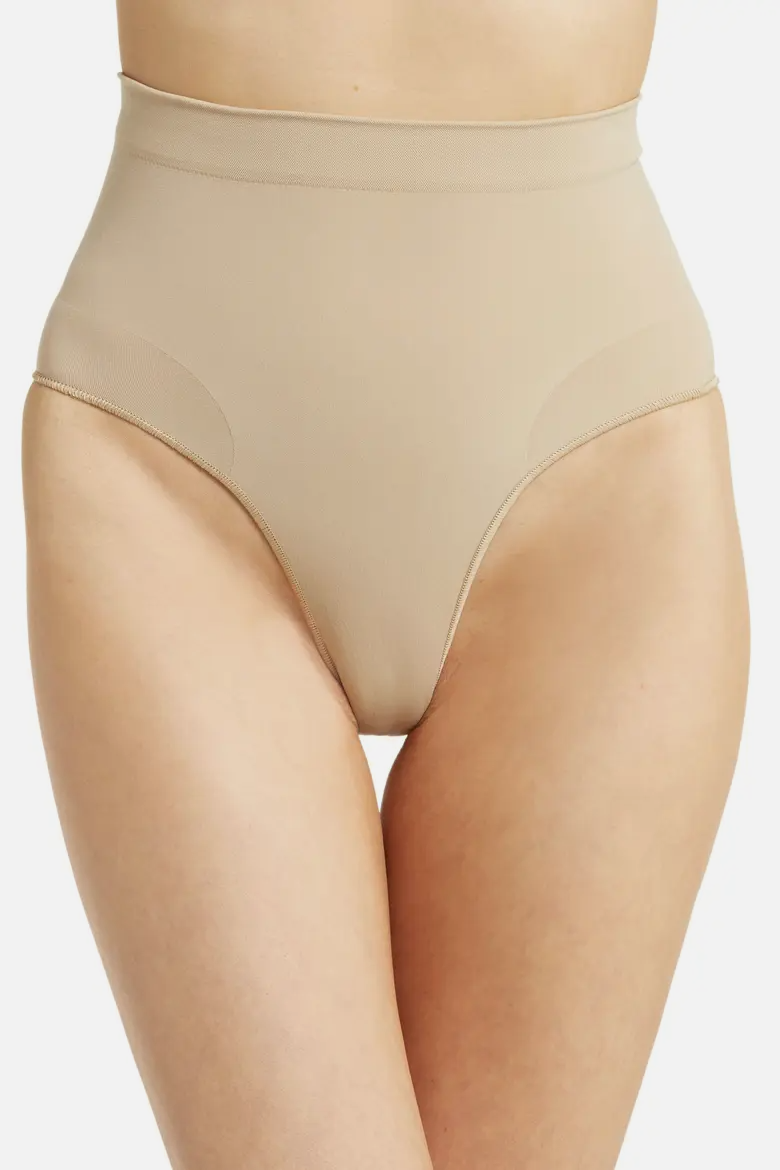 Skims Women's Beige Seamless Sculpt Mid Waist Brief Panty Size Large.
