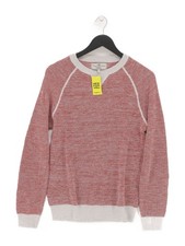 Next Men's Jumper S Orange Cotton with Polyester Round Neck Pullover