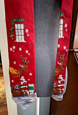 Rooster Men's Red Christmas Santa Claus Reading Letter Necktie Tie 100% Silk