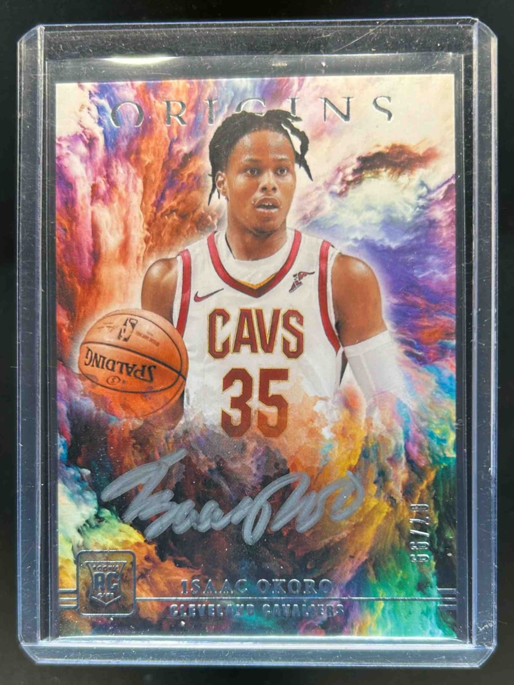 2020-21 Panini Origins Isaac Okoro Auto Silver Ink Rookie RC #7/99 Cavaliers