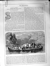 Old Antique Print Art Journal 1860 Highland Ferry Boat Mountain Wedding 19th