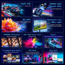 Titan P27GR 27inch Gaming Monitor,2K Gaming PC QHD 200Hz 1ms Computers Monitors 22