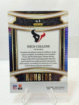 2025 Panini Select Nico Collins #8 Numbers Texans | eBay