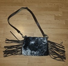 Leather Cowhide And Leather Fringe Cross Body Bag Purse Western Cowgirl Rodeo