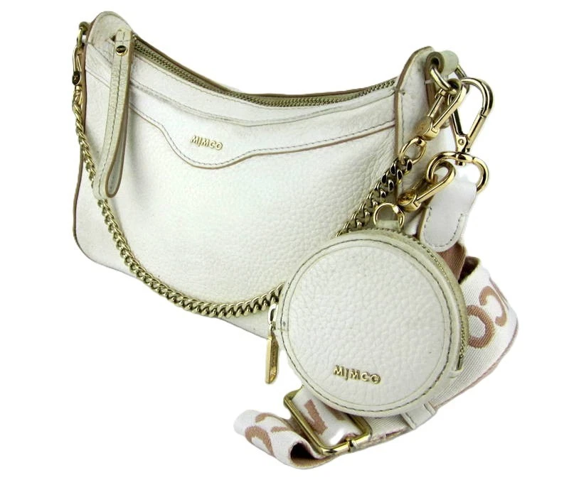 Mimco Jett White Leather Crossbody Bag Combo Wide Webbing Coin Purse Chain - image 4 of 4