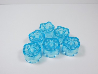 LEGO Lot of 6 Trans Light Blue Round 2x2 Bricks w/ Axle Hole B12
