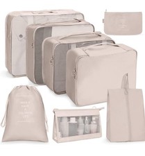 8Pcs Packing Cubes Luggage Storage Organiser Travel Compression Suitcase Bag