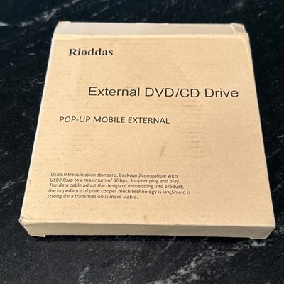 RIODDAS External USB DVD/CD Drive Pop-Up Mobile External NEW Windows MAC