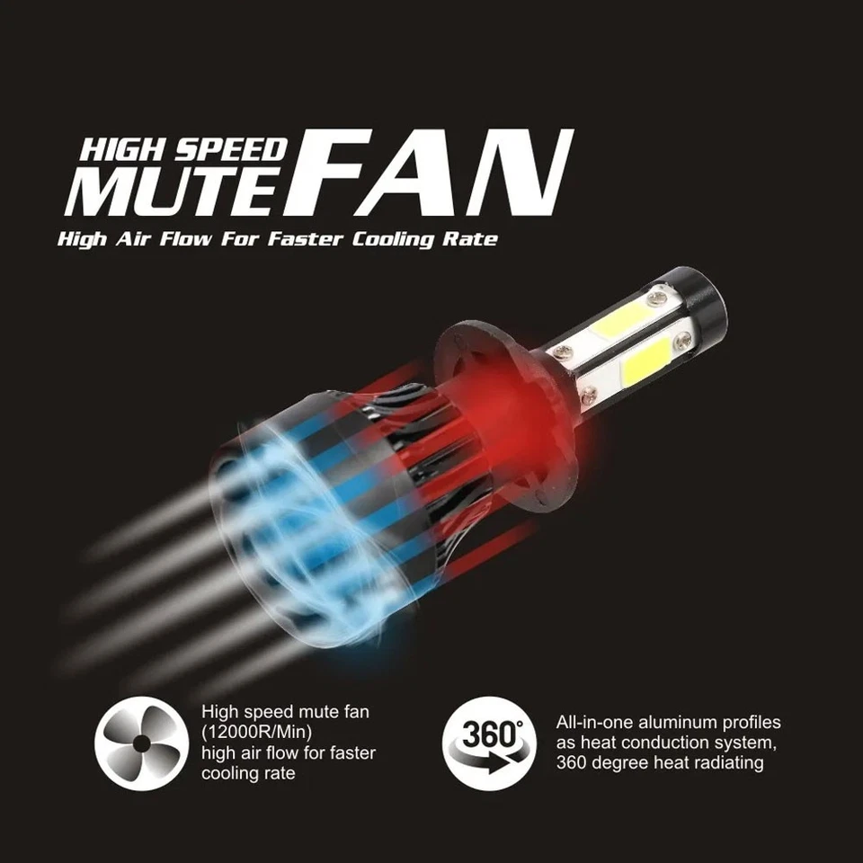 Round Conversion Headlights Kit Clear Lens H6024 +LED Bulb H4 For VW Beetle 300W - Image 3 of 4