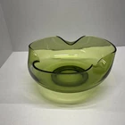 Vintage - Anchor Hocking Glass Chip Bowl 9” Avocado Green MCM 1970's