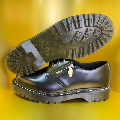 Dr.Martens 1461 Zip Bex White Stitch 3 Hole Shoes Black 41100001 Men's Size 14