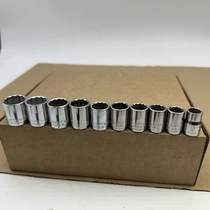 10 Piece Craftsman Mix G USA 3/8” Socket Set Metric 12Pt Shallow Vintage 10-19mm
