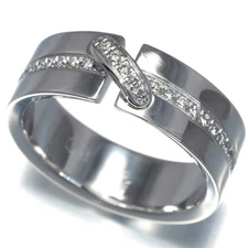 Auth CHAUMET Ring Diamond Liens Evidence Half MM EU54 18K 750 White Gold