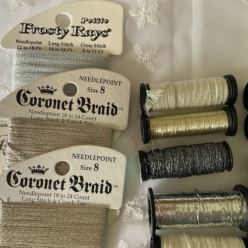 Needlepoint Embroidery Thread Lot of 13 Silver Metallic Rainbow Gallery Kreinik - Picture 2 of 4