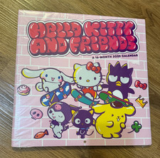    Hello Kitty 2025 Wall Calendar 16 Month Sealed Sanrio Cute Pink Decor