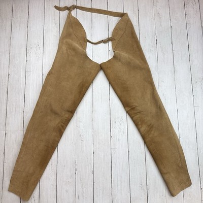 Brown Genuine Suede Leather Equestrian Western Chaps Size Small Upper Thigh 22 