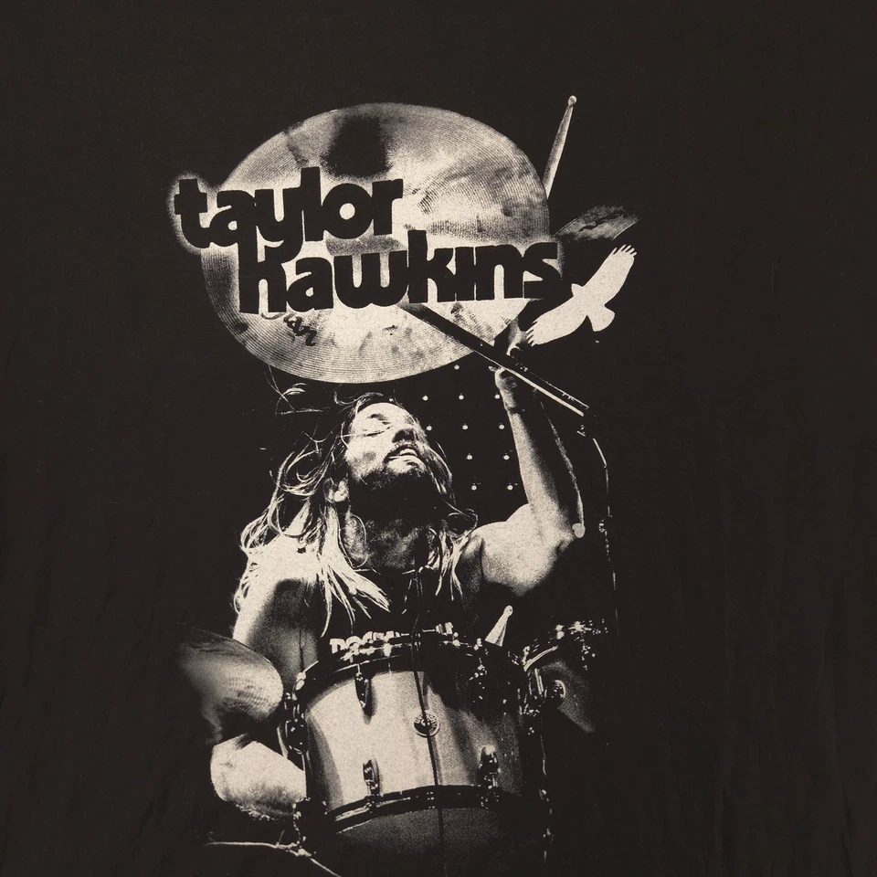 Camiseta Taylor Hawkins Banda Manga Corta Cuello Redondo Gráfica Para Hombre Talla XL Negra Foto 4 de 4