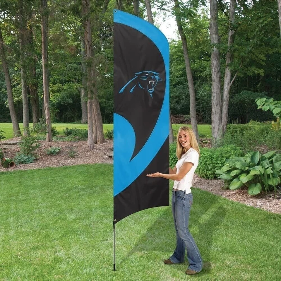 Carolina Panthers Equipo Alto Bandera Tailgating Bandera Kit 8.5 x 2.5 pies con Poste Foto 2 de 2
